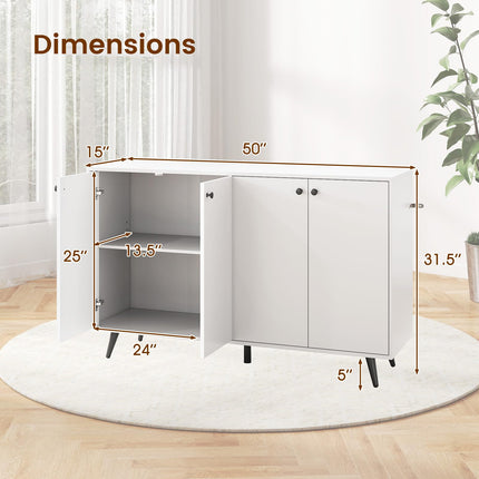 Dreamade Buffet Sideboard 4-Door Storage Cabinet with 5-Position Adjustable Shelves