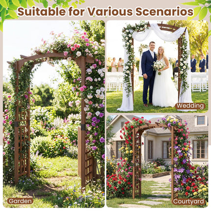 Dreamade 7.5FT Wood Garden Arbor Trellis for Climbing Plants