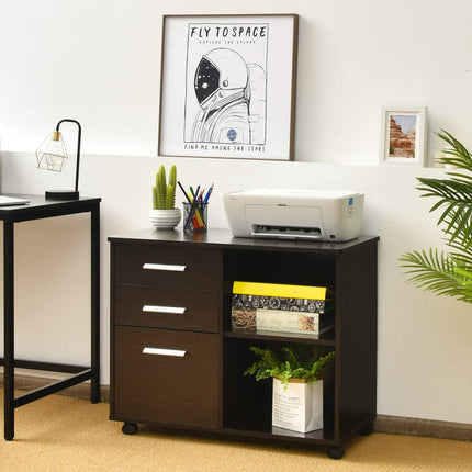 3-Drawer File Cabinet | Mobile Lateral Filing Cabinet with Wheels