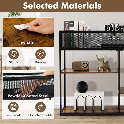 Dreamade Hallway Table for Entryway - 4-Tier Console Table for Entryway with Wire Basket