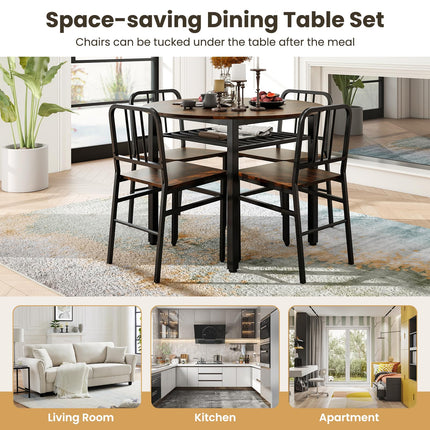 Dreamade 40-Inches Round Kitchen Table & Chairs with Storage Rack & Metal Frame