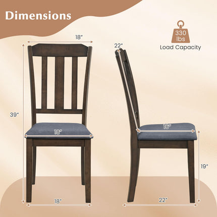 Dreamade Rubber Wood Dining Room Chairs with Comfortable Backrest & Padded Seat