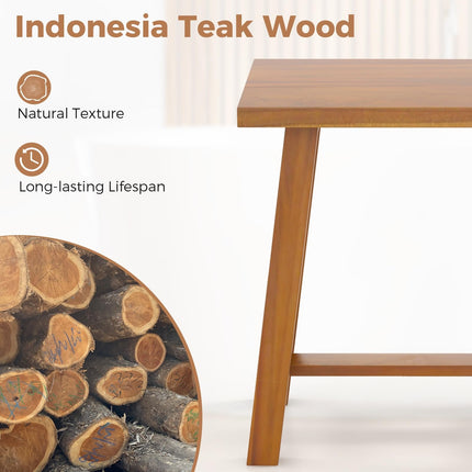 Dreamade Teak Shower Bench, Waterproof Shower Stool for Shaving Legs & Spa Bath, Smooth Seat