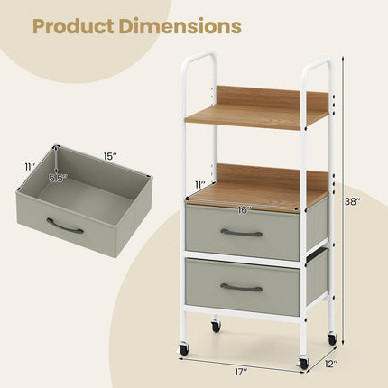 Dreamade Utility Rolling Cart with Foldable Fabric Drawers