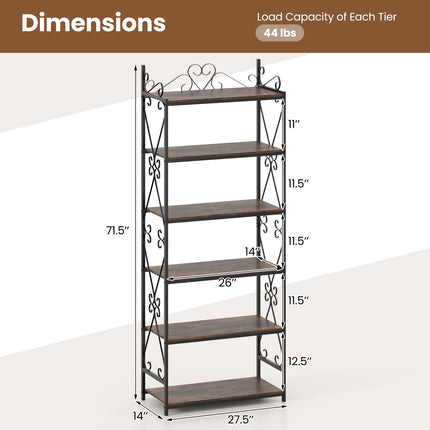 Dreamade 6-Tier Bookshelf Industrial Bookcase with 2 Anti-Tipping Kits and Metal Frame