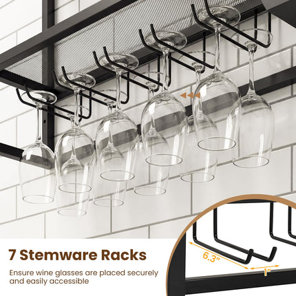 Dreamade Wall Mounted Wine Rack 47” Large Floating Bar Shelves