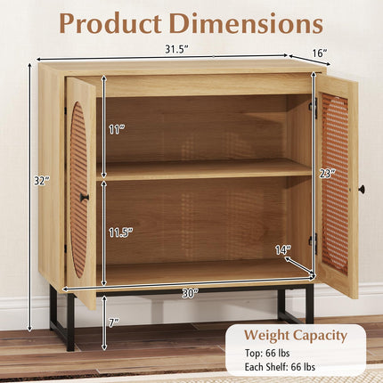Dreamade Small PE Rattan Buffet Cabinet with 2-Door Boho Sideboard