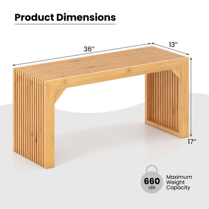 Dreamade 36" Bamboo Dining Bench 660Lbs Capacity 2-Person Kitchen Table Bench for Living Room