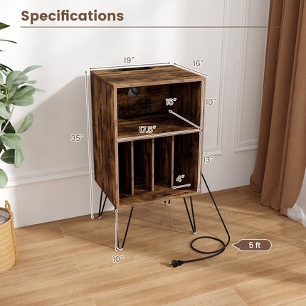 Dreamade Record Player Stand with Charging Station