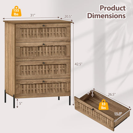 Dreamade 4-Drawer Dresser with Interlocking Mechanism and Metal Legs for Bedroom
