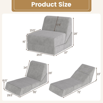 Dreamade 3-in-1 Folding Sofa Bed Convertible Sleeper Chair with Back Support, High Density Sponge