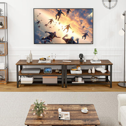 Dreamade TV Stand for Bedroom and Living Room - 3-Tier Industrial Entertainment Center with Open Storage Shelves
