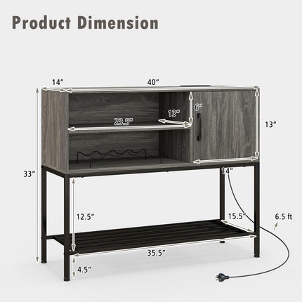 Dreamade Buffet Cabinet with Power Outlets & USB Ports, Wood Coffee Bar Cabinet