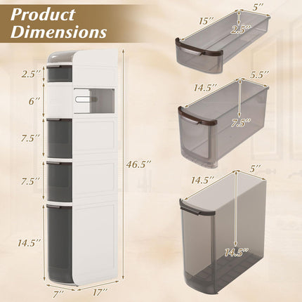 Dreamade 6-Tier Narrow Bathroom Storage Cabinet with Drawers and Tissue Box