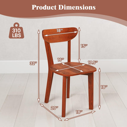 Dreamade Wooden Dining Chairs, Kitchen Chairs w/Curved Backrest & Solid Rubber Wood Frame