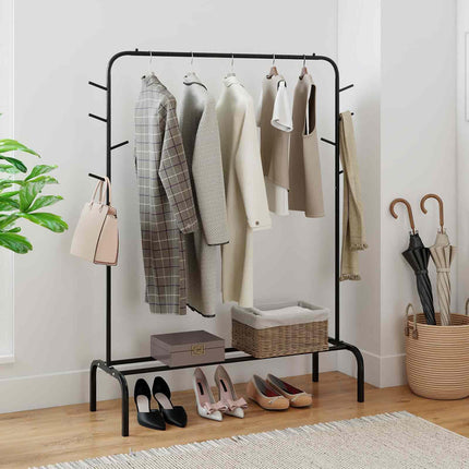 Dreamade 50" Wide Freestanding Garment Rack with Hanging Rod 8 Hooks & Storage Shelf