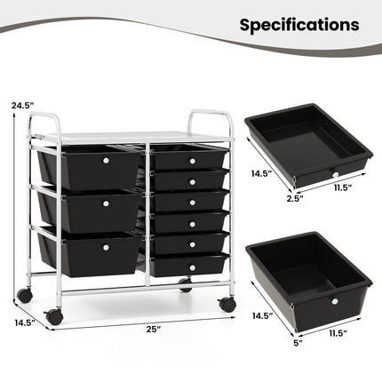 Dreamade 9 Drawers Rolling Cart, Classroom Organizers, Storage Cart with Wheels