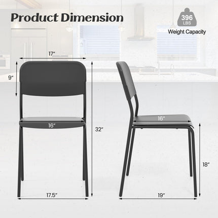Dreamade Metal Dining Chairs Set of 4, Stackable Lightweight Kitchen Chairs w/Tilted Backrest & Sturdy Metal Legs