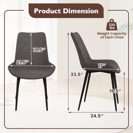 Dreamade Dining Chair Set of 4 Upholstered Kitchen Side Chairs w/Metal Legs Padded Seats & Backs