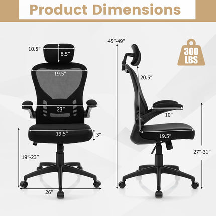 Dreamade Ergonomic Mesh Office Chair, Home Office Desk Chair with Adjustable Headrest and Lumbar Support