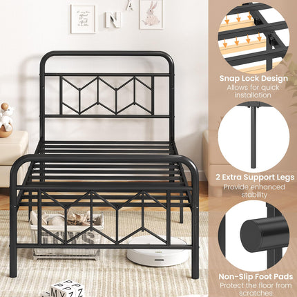 Dreamade Metal Twin Bed Frames with Victorian Style Headboard & Footboard, Heavy Duty Slats Support Mattress Foundation