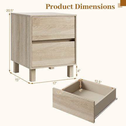 Dreamade Modern Wood Night Stand w/2 Storage Drawers (1/2)