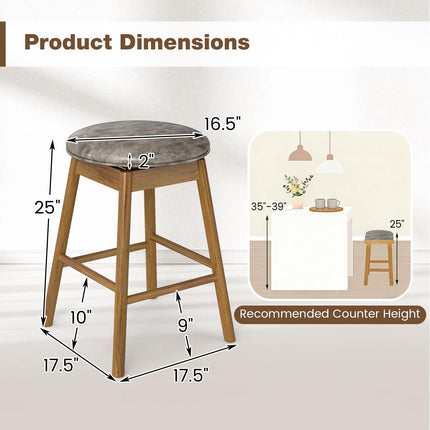 Dreamade Swivel Counter Height Barstools with Solid Wood Legs and Footrests