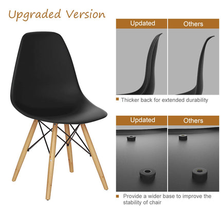 Dreamade Dining DSW Chairs with Linen Cushion, Modern Mid Century Shell Chairs w/ Wood Legs