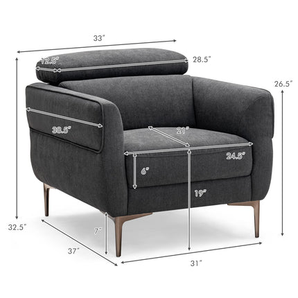 Dreamade Accent Chair, Upholstered Single Sofa Chair with Adjustable Headrest