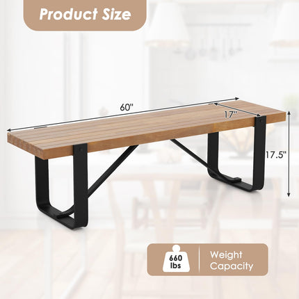 Dreamade Dining Bench, 60 Inch Entryway Shoe Rack Bench, Long Kitchen Bench with Metal Frame