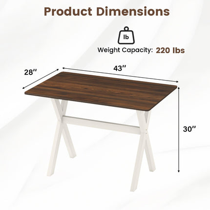 Dreamade 43" x 28" Wooden Dining Table with X-Shaped Frame Reinforced Crossbar