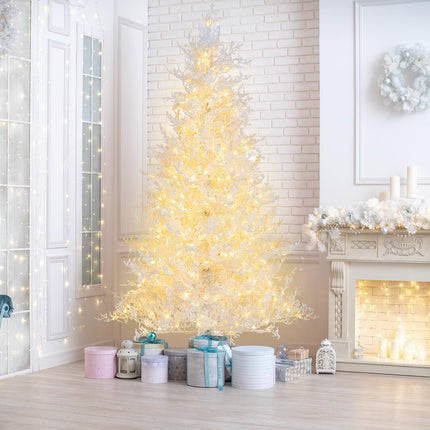 Dreamade 6ft Pre-Lit Artificial Christmas Tree with 300 Multi-Color & Warm-White Fairy LED Lights