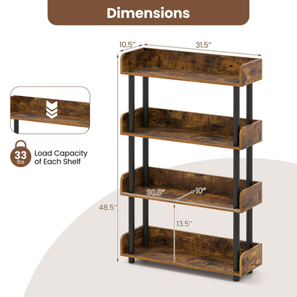 Dreamade 4-Tier Freestanding Bookcase with Anti-Tipping Kit | 4 Shelf Bookcase for Living Room Bedroom Study