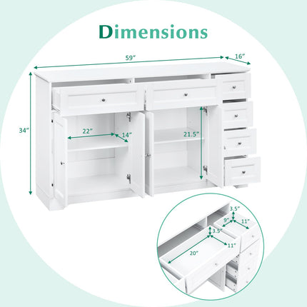 Dreamade Large Buffet Cabinet with Storage, 59” Kitchen Cabinet