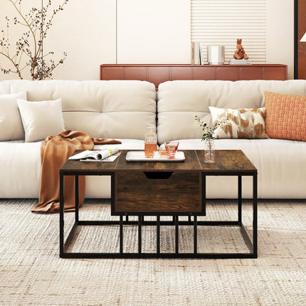 Dreamade Modern Center Table with Hidden Storage Compartment