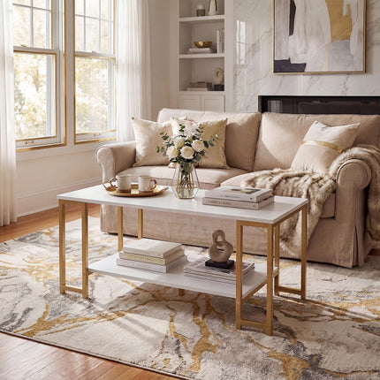 Dreamade 2-Tier 39.5" Coffee Table with Storage