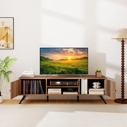 Dreamade 2-Door TV Stand for TVs up to 65 Inch with Open Shelves