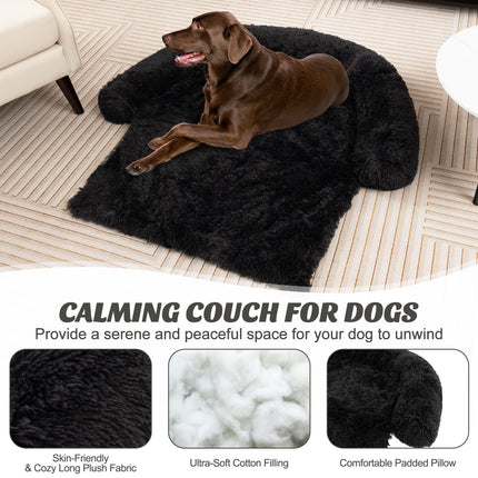 Dreamade Calming Dog Bed - Fluffy Plush Pet Bed for Couch, Removable Washable Cover