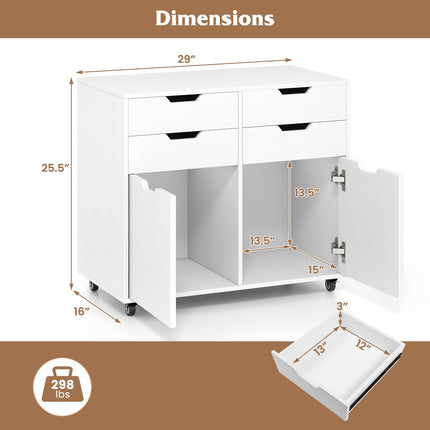 Dreamade Rolling Printer Stand with 2 Lockable Wheels