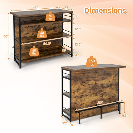4 Tier Liquor Bar Table with Footrest - Dreamade
