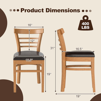 Dreamade Wooden Dining Chairs Set PU Leather Upholstered Kitchen Chair w/Rubber Wood Legs
