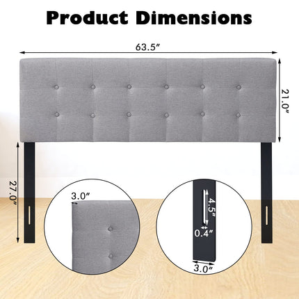Dreamade Linen Upholstered Headboard, Adjustable Width Button Tufted Headboard