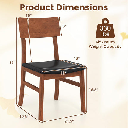 Dreamade Wooden Dining Chairs Set Kitchen Side Chairs w/Rubber Wood Legs Faux Leather Upholstered Seat