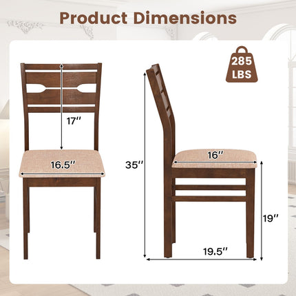Dreamade Wooden Dining Chairs Set of 2/4 Fabric Upholstered Kitchen Armless Chairs