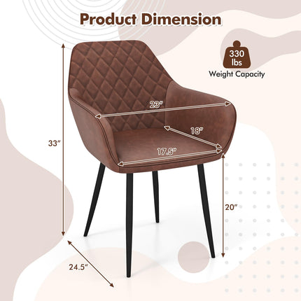 Dreamade Mid Century Modern Dining Chairs Set of 2/4, Upholstered Accent Chairs w/Curved Backrest, Wide Seat & Armrests