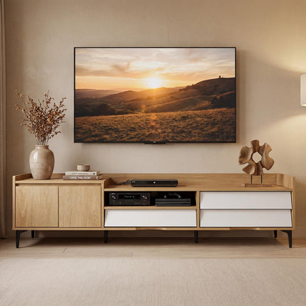 Dreamade Modern TV Stand for 80" Television with Open Shelf