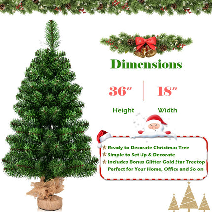 DREAMADE 3 FT Entryway Artificial Christmas Tree with 96 Branch Tips, Stable Cement Base