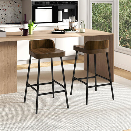 Dreamade 24.5'' Bar Stool, Counter Height Bar Stools with Low Back & Footrest