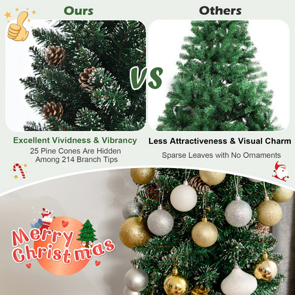Dreamade Artificial Pencil Christmas Tree, Snow Flocked Slim Xmas Tree - DreamadeUS