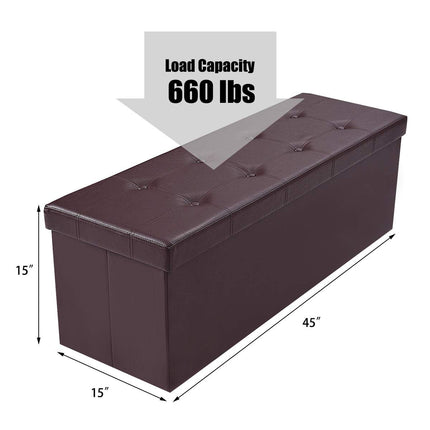 Dreamade 45" Folding Storage Ottoman Bench, Faux Leather